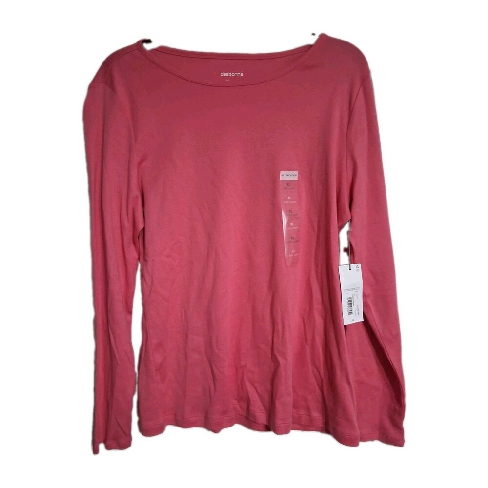 NWT Women's Liz Claiborne Long Sleeve Top Size XL A10 Frozen Berry